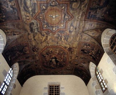 Az egykori domonkos kolostor (kórház) mennyezete (1664). 17. századi festészet. Dinan, Cotes d