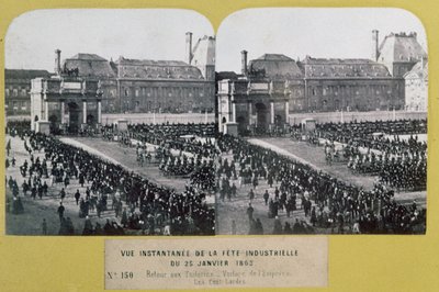 Az ipar ünnepe a Tuileries-ben, Place du Carrousel, Párizs, sztereoszkópikus kilátás, 1863. január 25. alkotó: French School