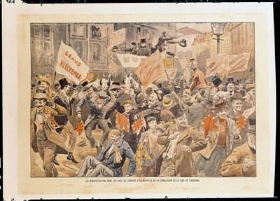 Ünnepségek London utcáin a transzvaali békekötés hírét követően, 1902. május (nyomtatás) alkotó: French School