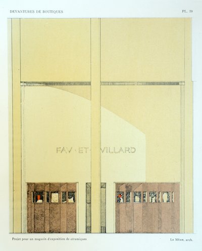 Kerámia bemutatóterem, 20. tábla, Louis-Pierre Sezille Devantures de Boutiques illusztrációja, Párizs, 1927 alkotó: French School