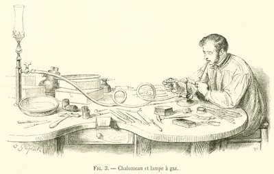 Fáklya és gázlámpa (metszet) alkotó: French School