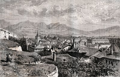 Chambery - Savoie - metszet „La France illustree: földrajz, történelem, statisztikai igazgatás” V.A. Maláta-barna. 1884 alkotó: French School