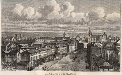 Champagne-Ardenne (Champagne Ardenne), Marne (51), Chalons sur Marne (Chalons-sur-Marne) (jelenlegi Chalons en Champagne, Chalons-en-Champagne) - metszet „France illustrée: földrajz, történelem, statisztikai közigazgatás” felirattal, készítette V.A. Maláta alkotó: French School
