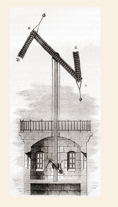Chappe távírórendszere, a Les Merveilles de la Science című, 1870 körül megjelent kötetből (metszet). alkotó: French School