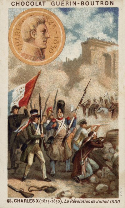 X. Károly francia és az 1830. júliusi forradalom (chromolitho) alkotó: French School