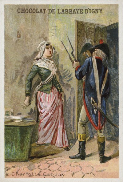 Charlotte Corday, a francia forradalmi jakobinus vezető, Jean-Paul Marat bérgyilkosa alkotó: French School