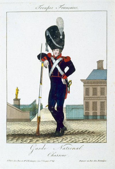 A Nemzetőrség üldözője, a Troupes Francaises-től, kocsma. Bassetben, Párizsban, 1790 körül alkotó: French School