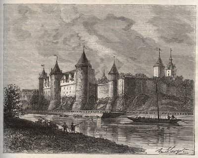 Chateau de Josselin - Morbihan en Bretagne - metszet a „La France illustree: földrajz, történelem, statisztikai igazgatás” könyvében, V.A. Maláta-barna. 1884 alkotó: French School