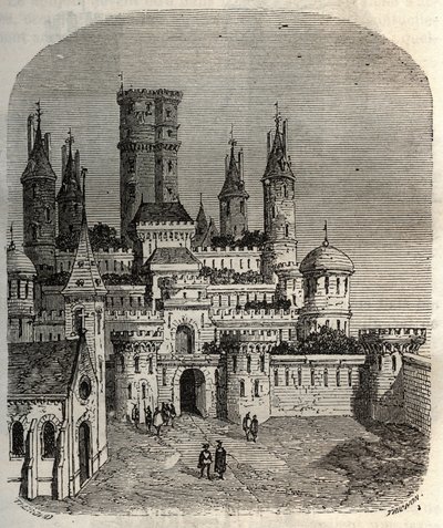 Chateau de Montlhery – várkastély Montlhery községben, Hurepoix ősi vidékén – Victor Duruy (1811-1894) metszet a „Histoire de France”-ba – 1882 alkotó: French School