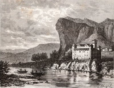 Chateau de la Caze en Lozere - metszet a „La France illustree: földrajz, történelem, statisztikai igazgatás” könyvbe, V.A. Maláta-barna. 1884 alkotó: French School