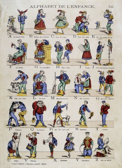 Gyermekkori ábécé. Epinal képe, sd. 19. század. alkotó: French School