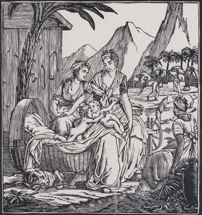 Paul és Virginie gyermekkora, jelenet Jacques-Henri Bernardin de Saint-Pierre francia író Paul et Virginie című regényéből (lithó) alkotó: French School