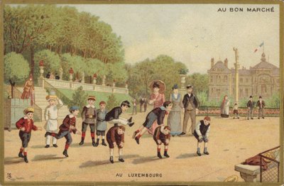Ugráló békát játszó gyerekek a luxemburgi kertekben alkotó: French School