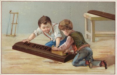 Gyerekek egy nagy, fából készült csokoládészeletet építenek, a Suchard Chocolate-t reklámozzák alkotó: French School