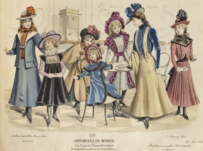 Gyermek jelmezek, illusztráció a Journaux de Mode-ból, 1898. október (színes metszet) alkotó: French School
