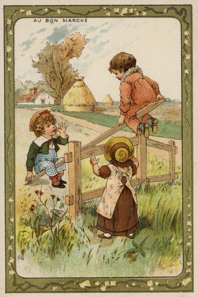 Gyermekek libikókán játszanak (chromolitho) alkotó: French School