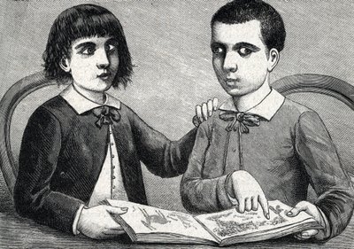 Konvergens és divergens strabismusos vagy keresztezett szemű gyermekek (metszet) 1888 alkotó: French School