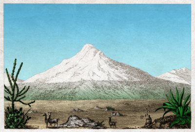 Chimborazo vulkán. (metszet, kb. 1840) alkotó: French School