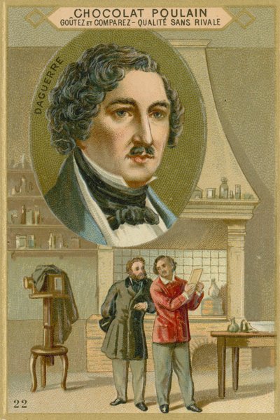 Csokoládé Poulain kereskedelmi kártya, Louis Daguerre alkotó: French School