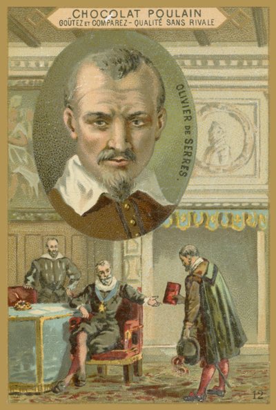 Csokoládé Poulain kereskedelmi kártya, Olivier de Serres alkotó: French School