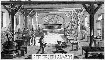 Csokoládégyártás: M. Masson műhelyének belső képe, Párizs alkotó: French School