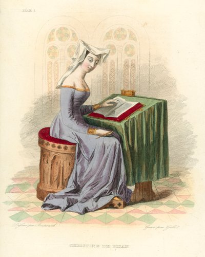 Christine de Pisan (színes metszet) alkotó: French School