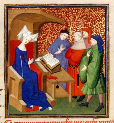 Christine oktató, MS Harley 4431, f.259v, Franciaország, c.1410-14 (szín pergamenen) alkotó: French School