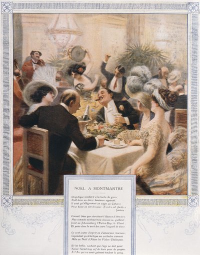 Karácsony Montmartre-ban, Szenteste vacsora egy luxus étteremben, 1900 körül alkotó: French School