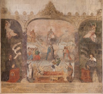 templom (Keresztelő Szent János templom). Belső. Saint-Fursy kápolna. Falfestmények. Mária dicsőítése (a jó halál néven ismert freskó). Kezdje a 17. századot. alkotó: French School