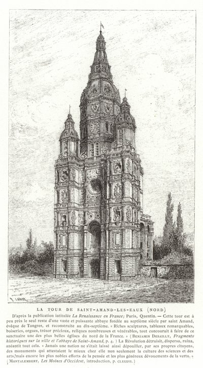 A Saint-Amand-les-Eaux-i apátság templomtornya, Franciaország alkotó: French School