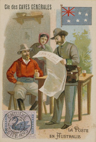 Cie des Caves Generales kereskedelmi kártya, posta alkotó: French School