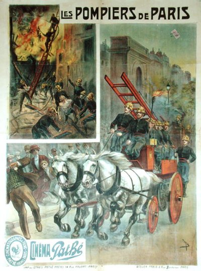 „Les Pompiers de Paris” moziplakát, 1914 előtt (színes litó) alkotó: French School