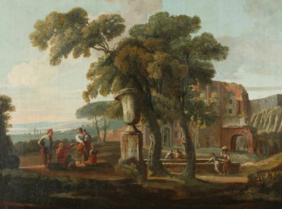 Classical landscape with urn, c.1700 (oil on canvas) alkotó: French School