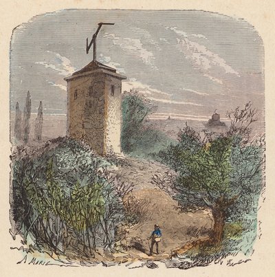 Claude Chappe távírórendszere, Franciaország (színes metszet) alkotó: French School