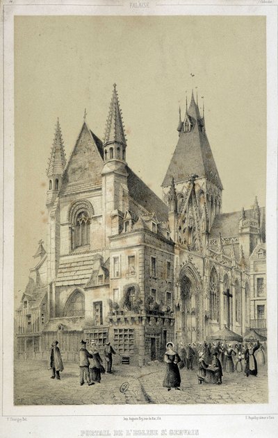 Szikla, a Szent Gervais-templom portálja (Saint Gervais) - litográfia alkotó: French School