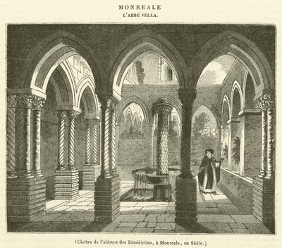 A bencés apátság kolostora, Monreale, Szicília (metszet) alkotó: French School
