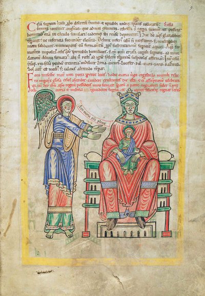 Tőkehal. Guelf. 1 Gud. lat. (9r), Madonna és gyermek, Liber Floridusból, Lambert de Saint-Omer 1120 körül alkotó: French School
