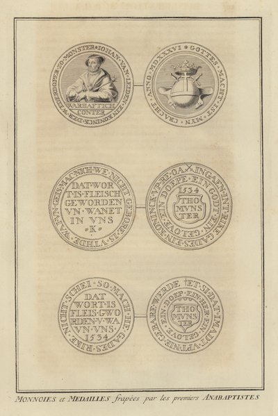 Az első anabaptisták által vert érmék és érmek (metszet) alkotó: French School