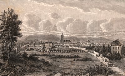 Colmar - Haut-Rhin, Elzászban - V.A. Malt-Brown metszet a „La France illustrée: földrajz, történelem, statisztikai igazgatás”-ban. 1884 alkotó: French School