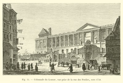 A Louvre oszlopcsarnoka, kilátás a rue des Poulies-ról, 1758 körül alkotó: French School