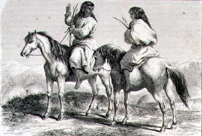 Comanche indiánok az 1860-as években (metszet) alkotó: French School
