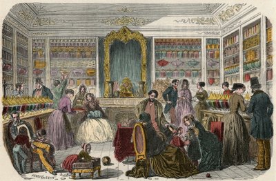 Cukrászda Párizsban a 19. században – Edmond Texier metszet a „Tableau-de-Paris”-ban, 1852 alkotó: French School