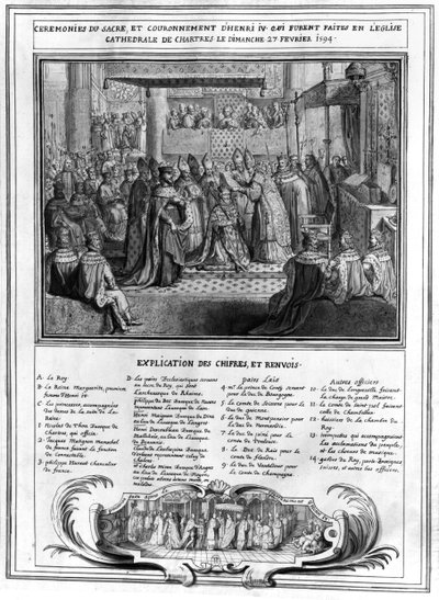 IV. Henrik (1553-1610) felszentelése és megkoronázása a Chartres-i székesegyházban 1594. január 27-én, 16. század végén alkotó: French School