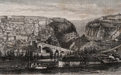 Constantine (Algéria) - metszet "" La France illustree: földrajz, történelem, statisztikai igazgatás"" V.A. Maláta-barna. 1884 alkotó: French School