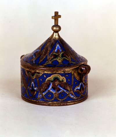 Tartály szent olaj zománcban. Limoges alkotó: French School