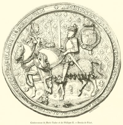 Tudor Mária és II. Fülöp ellenpecsétje (metszet) alkotó: French School