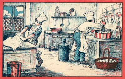 Konyhában dolgozó szakácsok (chromolitho) alkotó: French School