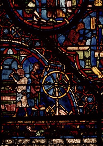 Coopers munka közben, részlet a St. Julian the Hospitaller élete ablakából az északi ambulánsban alkotó: French School