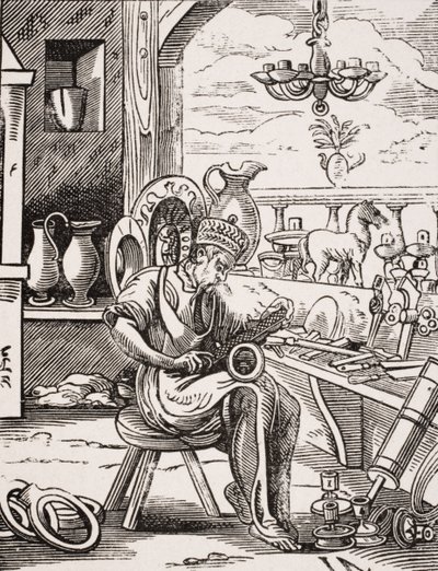 Coppersmith, Jost Amman (1539-91) fametszetének reprodukciója Paul Lacroix (1806-84) „Le Moyen Age et La Renaissance” című művéből, 1847-ben (litho) alkotó: French School