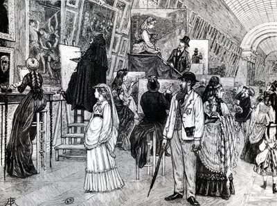 Másolók a Louvre-i Grande Galerie-ben, 1880 körül alkotó: French School